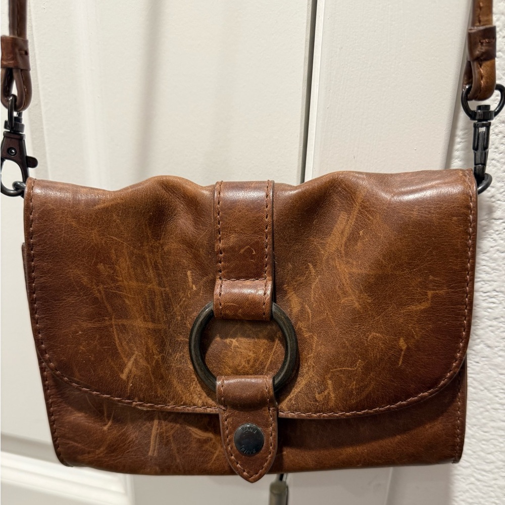 Frye Ring Brown Leather Crossbody Bag